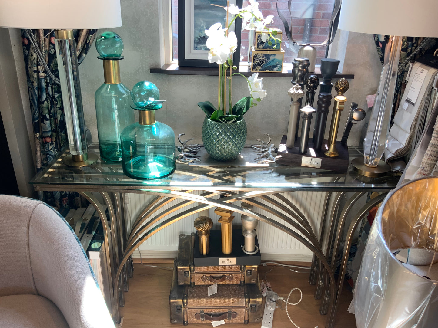 Kassia Chrome and Glass Console Table