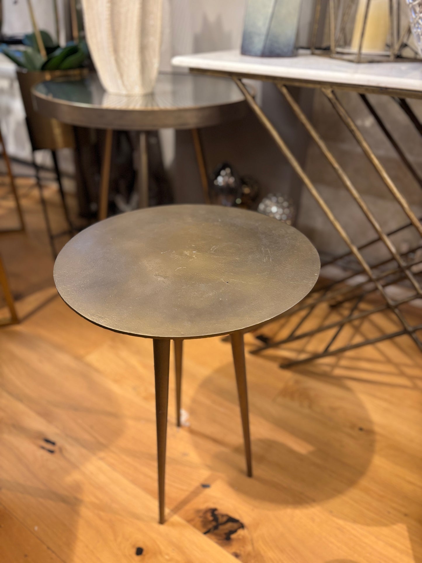 Brushed Gold 3 Leg Side Table