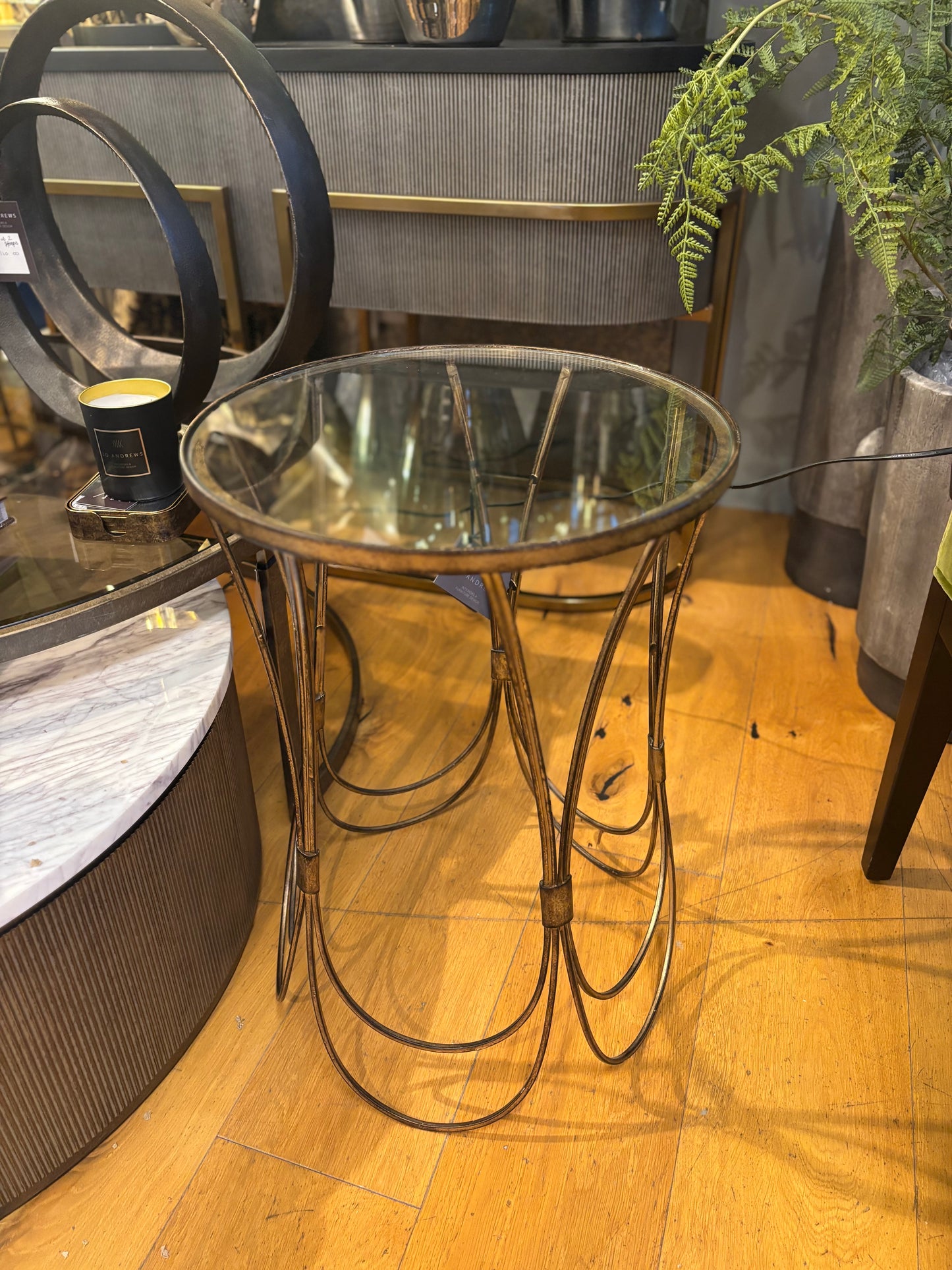 Scalloped Leg Side Table Brushed Gold