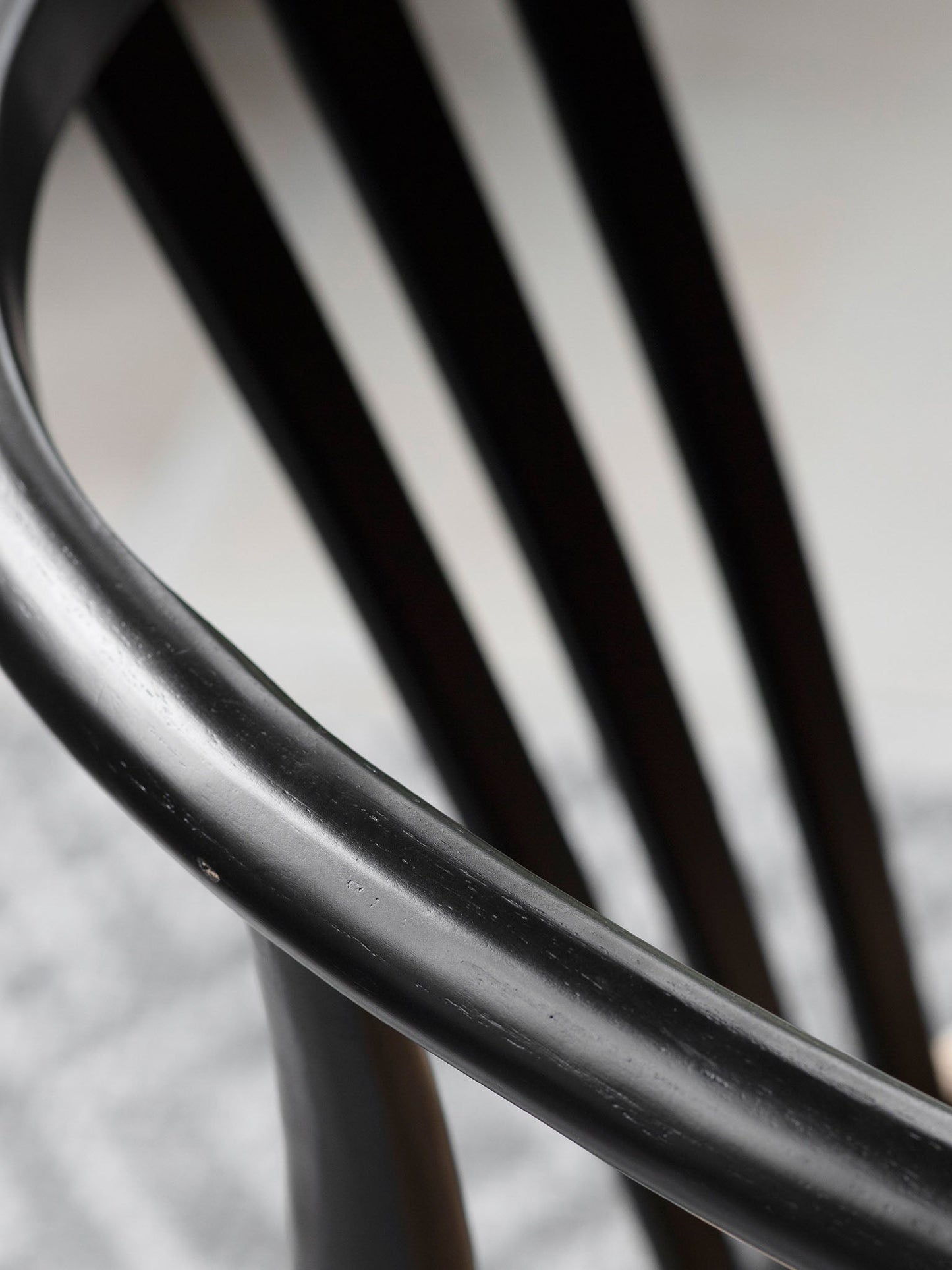 Set of 2 Black Wooden and Wicker Dining Chairs with Wishbone Back